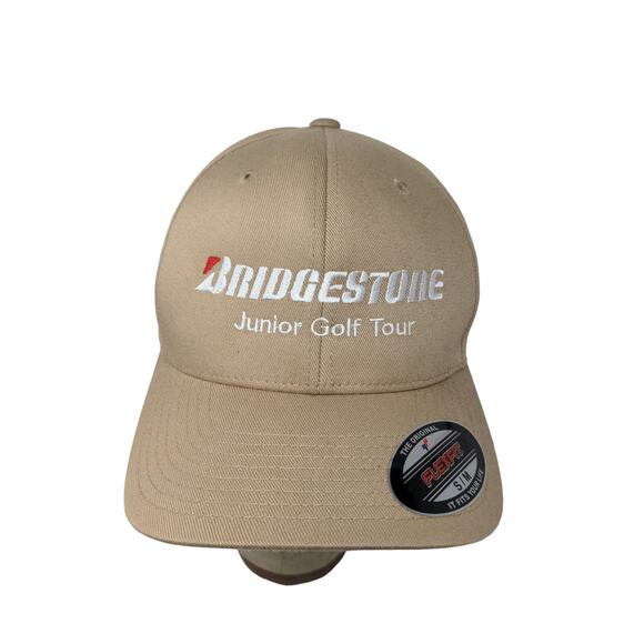 Flexfit Bridgestone Junior Golf Tour Lids Hat Size S-M Brown Tan - Picture 1 of 10
